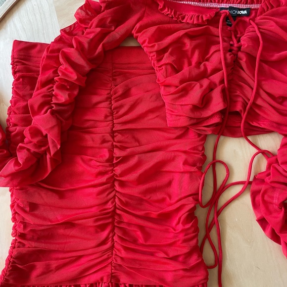 Red Ruched Set-Small - Picture 4 of 6